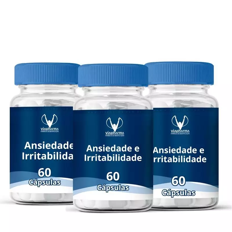 Combo de 3 Potes de Ansiedade e Irritabilidade 60 Cápsulas